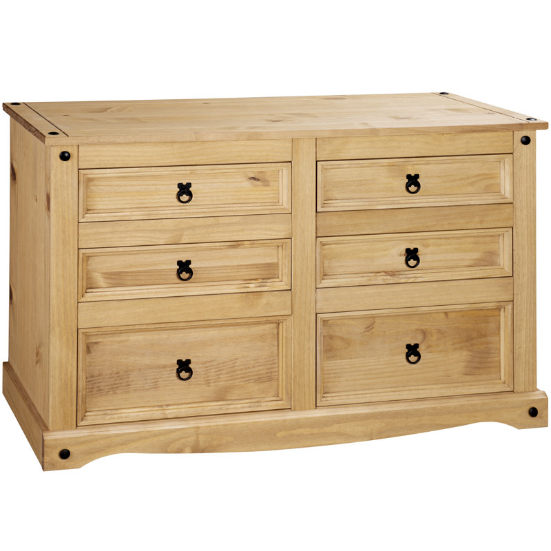 Delanie Solid Wood 132cm W 6 - Drawer Chest of Drawers