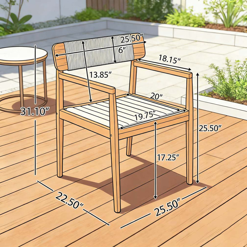 Chaise de patio, Teck, blanc