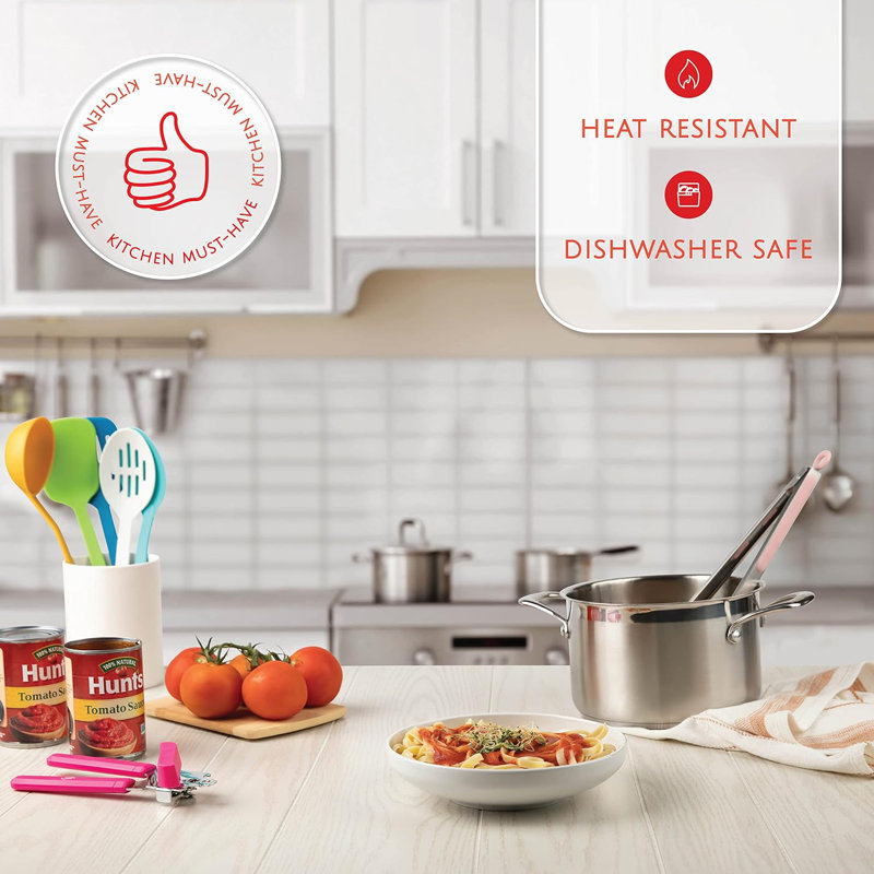 Ensemble d'ustensiles de cuisine de 24 pièces Kaluns - silicone résistant à la chaleur et acier inoxydable, antiadhésif, poignées ergonomiques, ustensiles de cuisine complets