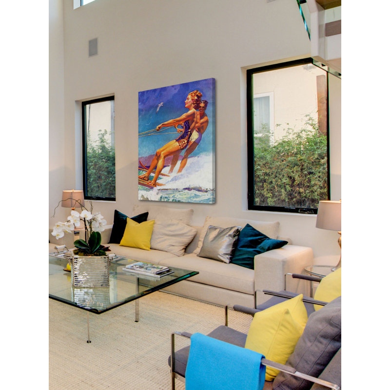 «Water Skier» par McClelland Barclay, reproduction sur toile tendue, H 31 po x l 24 po x P 1,5 po