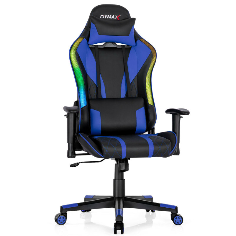 Chaise d'ordinateur de bureau Gymax, Bleu et noir