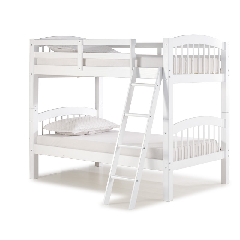 Lit superposé simple au-dessus de simple en bois massif Bechtol, Blanc