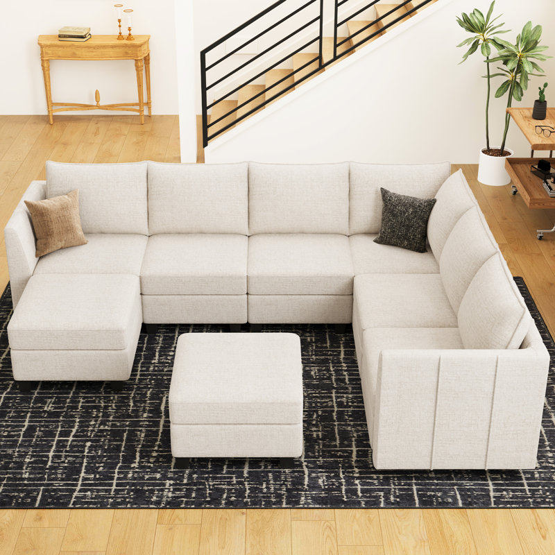 Aurora 8 Ottomans With 7 Backrest Livingroom Sofa Storage Couch Convertible Modular Sofa Sectional Couch With Detachable Washable Cushion