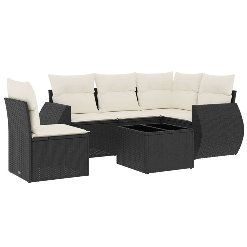 Ensemble de canapé de jardin Vidaxl noir, blanc crème