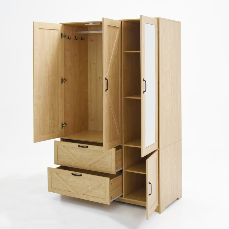 Garde-robe moderne à 4 portes Alora avec miroir et détecteur de mouvement Alora