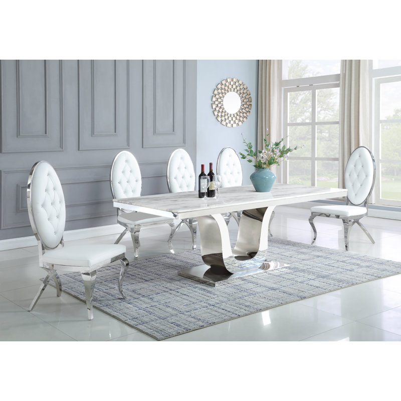 Ensemble de salle à manger Edda, Blanc