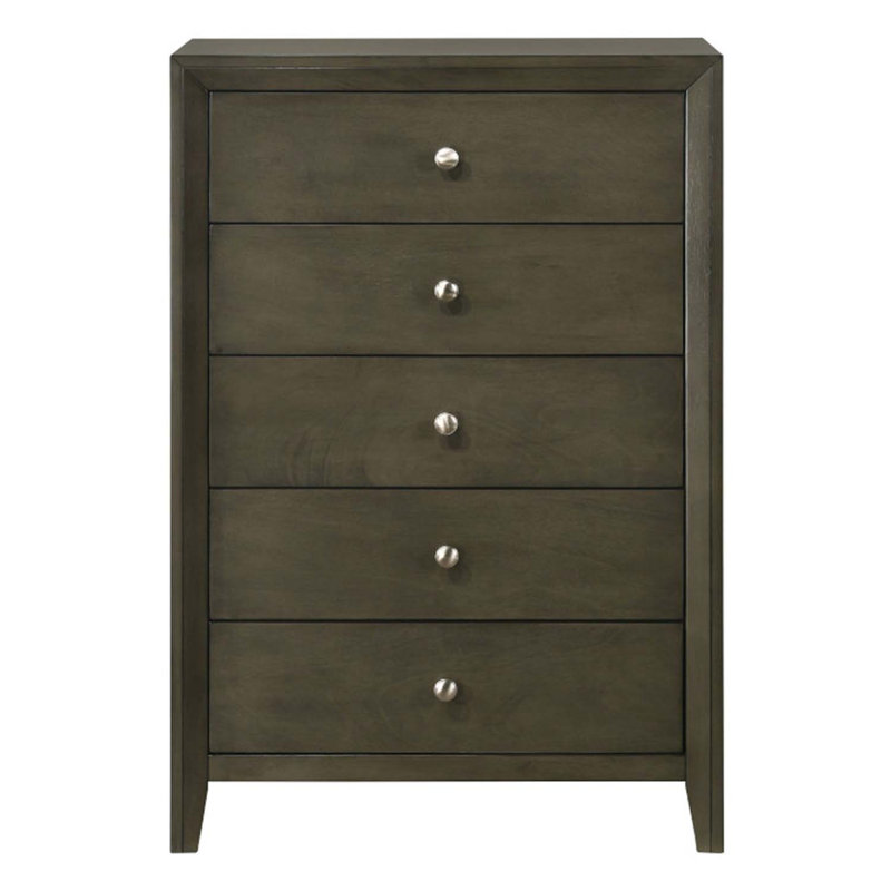 Commode 5 tiroirs Ilana, finition grise