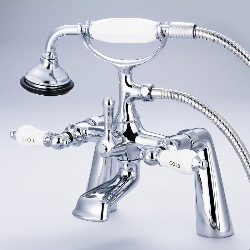 Stonington 3 Handle Deck Clawfoot Tub Faucet, Hand Polished, Richly Triple Plated Chrome Finish