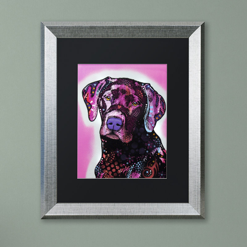 « black lab », reproduction d’art sur toile encadrée, H 14 po x l 11 po x P 0,5 po, Noir, Cadre noir