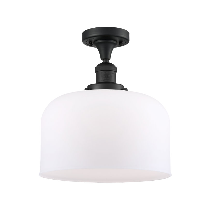 Plafonnier semi-encastré 1 lumière Bell, Ampoule DEL 6 watts rétro, Boîtier blanc mat, Noir mat