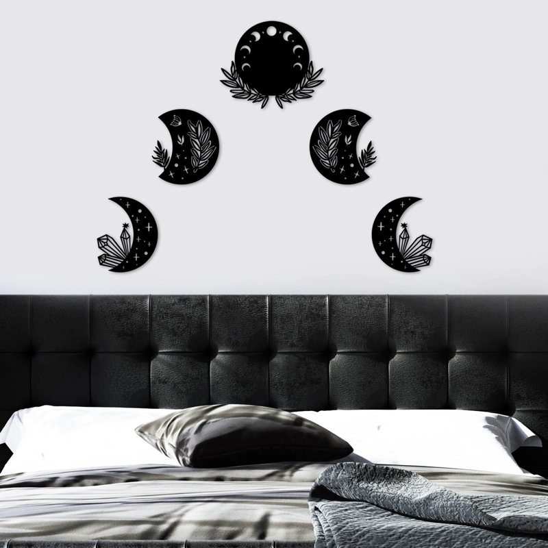 Nykeemah Elegant Black Decorative Metal Wall Accessory (5 Pieces) | 100% Metal, Thickness: 0.06 inches | Large: 11.8 x 13.8 inches, Small: 11.8 x 10.2 inches | Easy Wall-Mount Design, Perfect for Home Decor & Modern Spaces