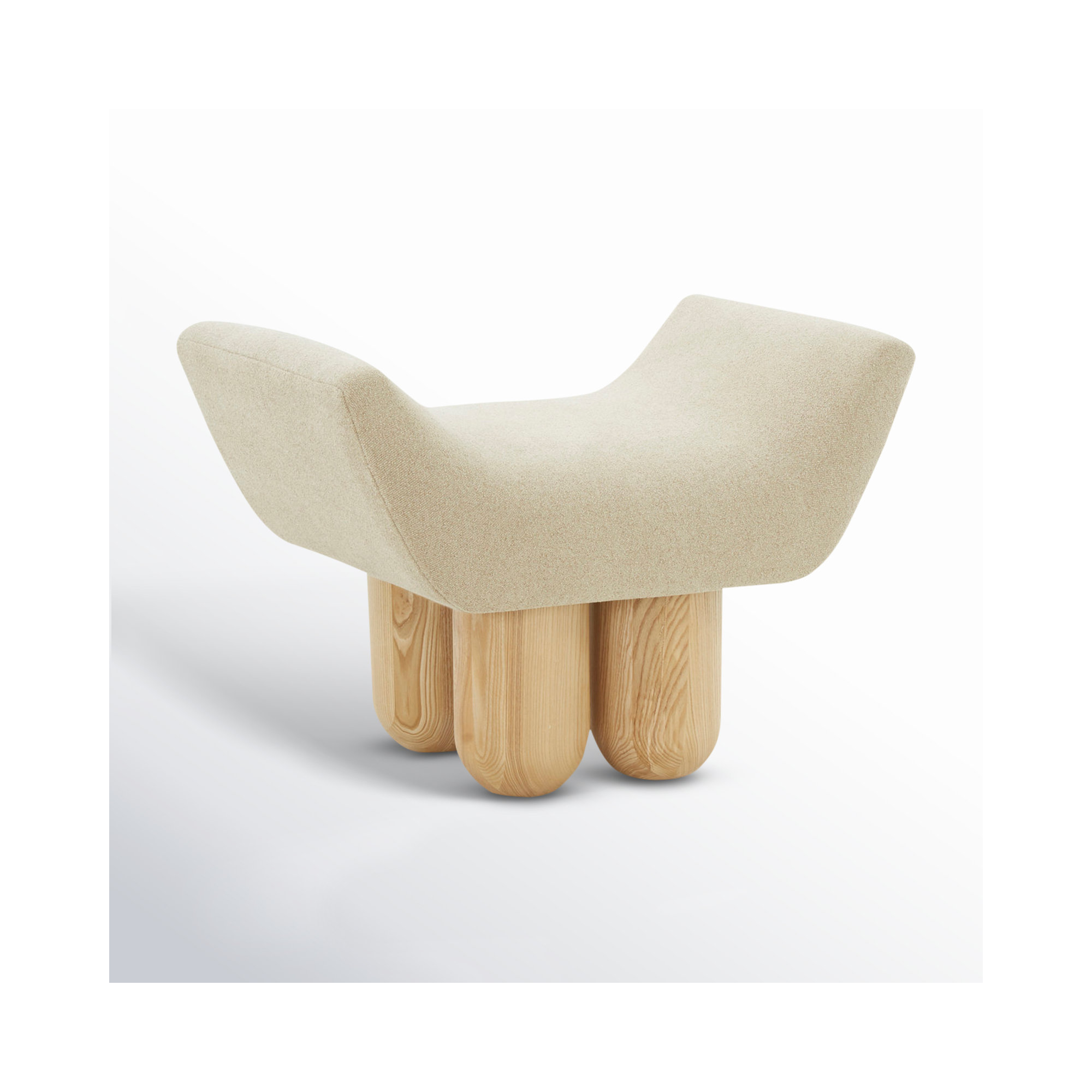 Lydie Upholstered Ottoman, Light Brown Fabric