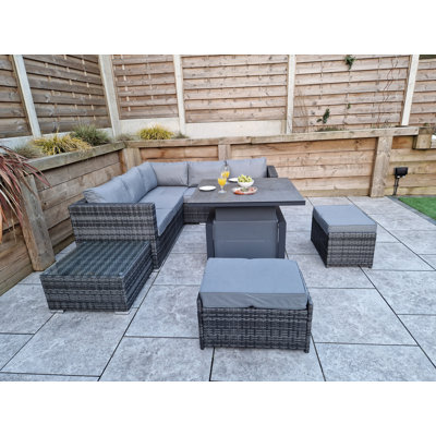 Kurman Outdoor Curved Garden Corner Sofa with Cushions