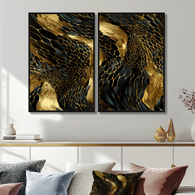 Lizabeth - Marbre abstrait, décoration murale en marbre, Black, 36" H x 48" W, Impression encadrée flottante