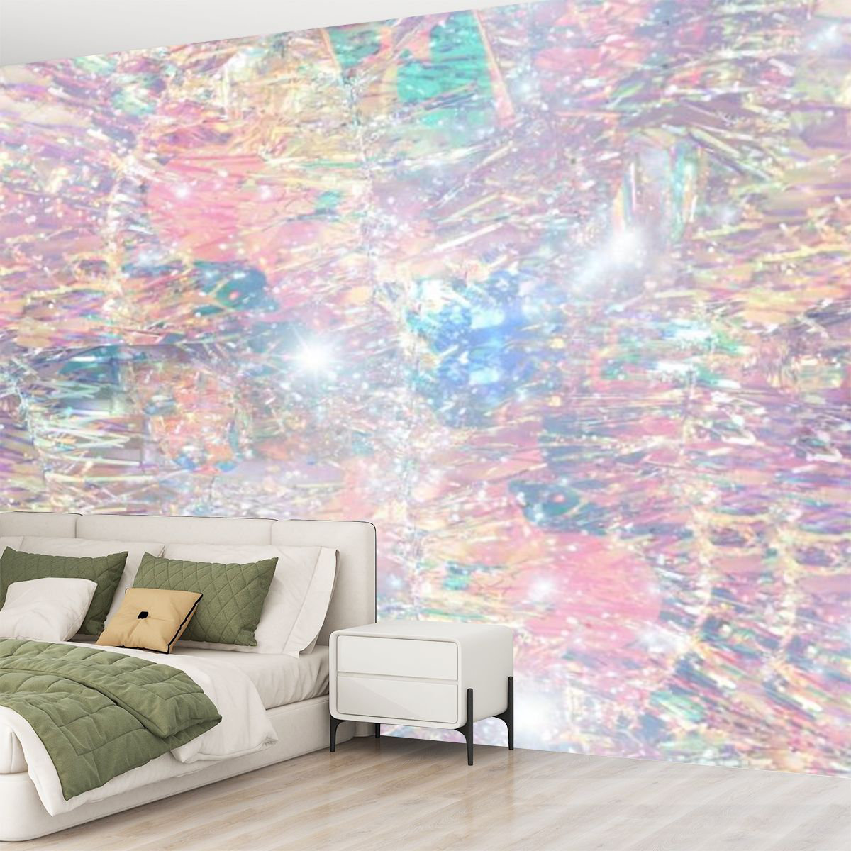 Peel and Stick Canvas Wallpaper Wall Mural Holographic iridescent