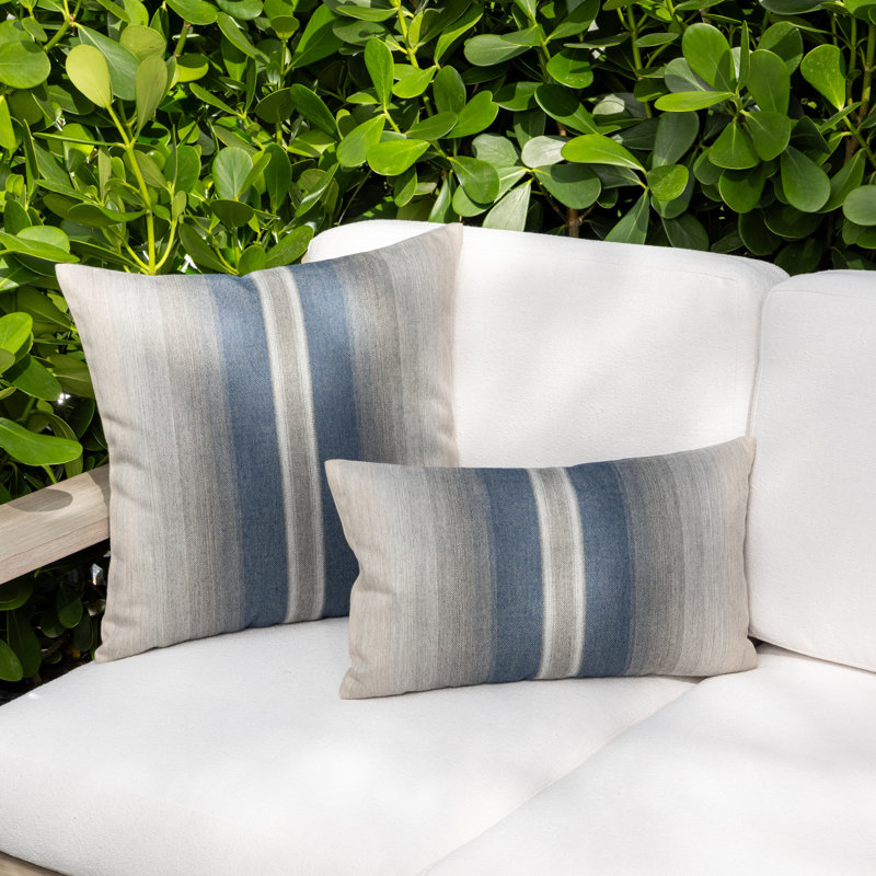 Ombre Indoor & Outdoor Woven Accent Pillow, Indigo, Striped