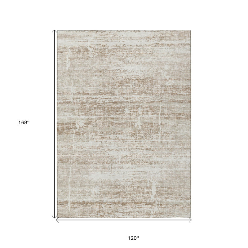 Tapis extérieur lavable abstrait taupe et ivoire beige 10 pi x 14 pi