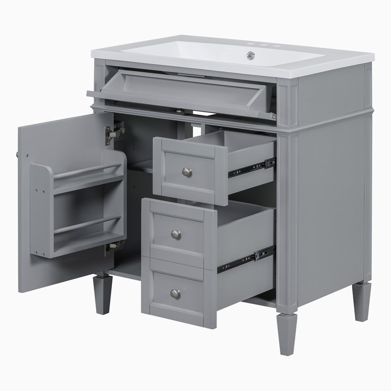 Meuble-lavabo simple avec plateau Diyana 30,00, Gris