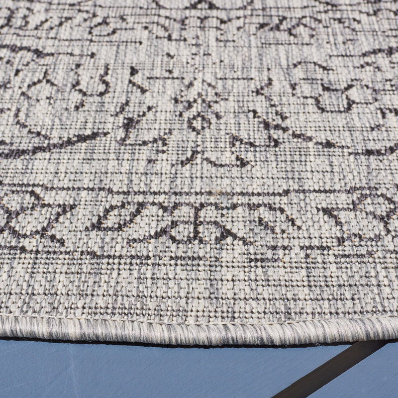 Tapis oriental intérieur / extérieur Antavis Performance, Black/Grey, Carré 6 pi 7 po