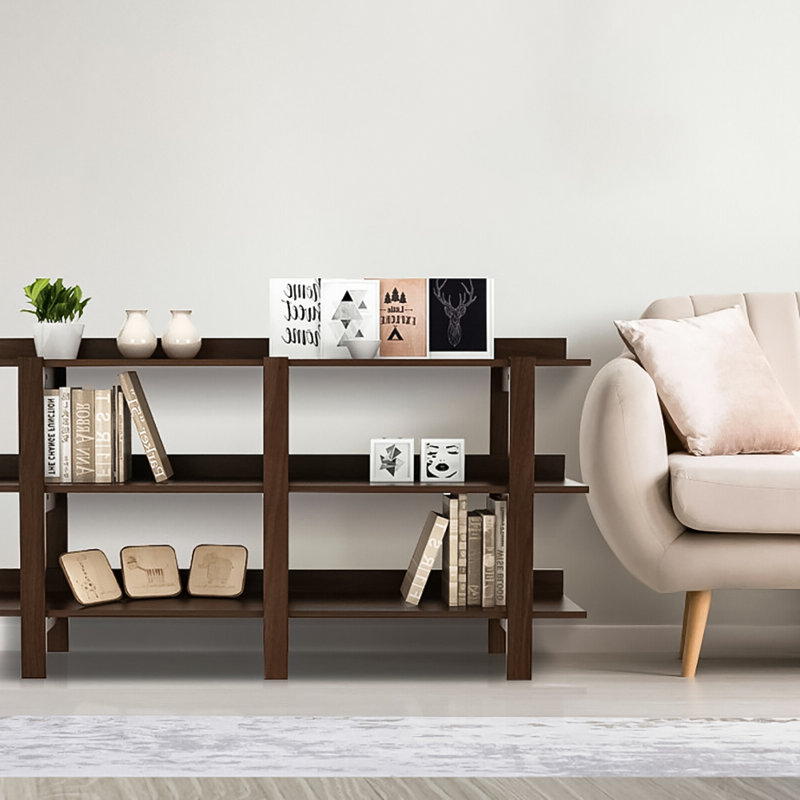 Console à 3 niveaux avec canapé de rangement en bois noyer brun 59 po Latitude Run®