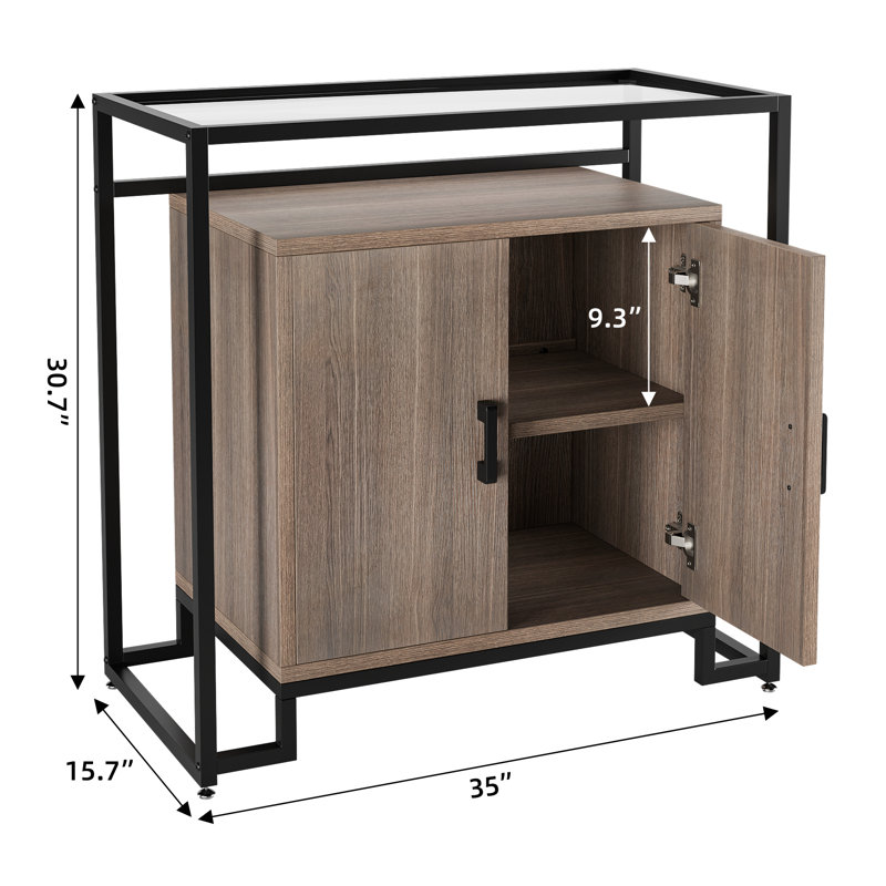 Buffet de 35 po de largeur, Noir / brun rustique