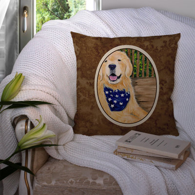 Golden Retriever Outdoor Reversible Throw Pillow