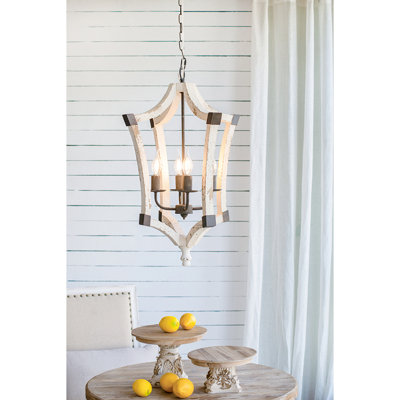 Lustre en bois à quatre lumières