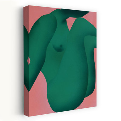Green Nude Figure Abstract Contemporary Minimalist Wall Art Print