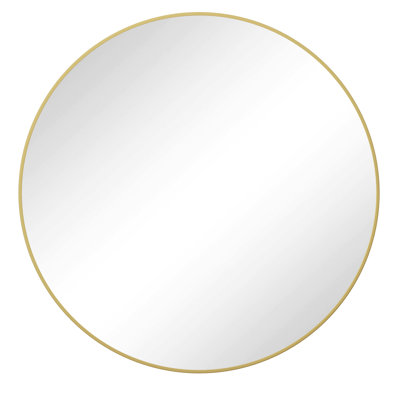 48 Inch Metal Framed Gold Mirror, Enhancing Bathroom, Living Room, Bedroom Walls Mirror With Frame, 48", Adding A Touch Of Luxury To Various Rooms