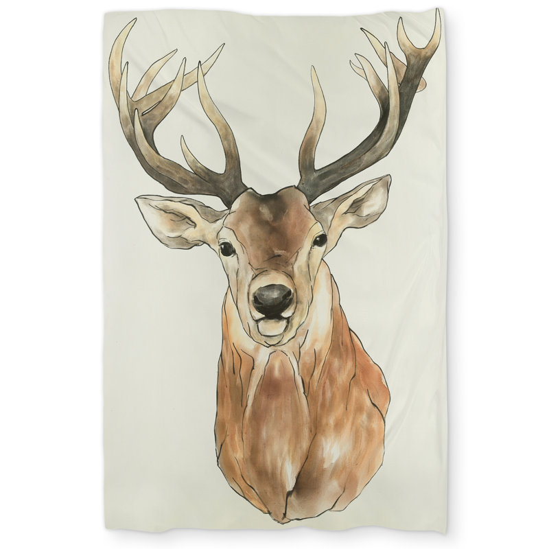 Front Deer Portrait Brown Duvet Cover | Home Decor Accent