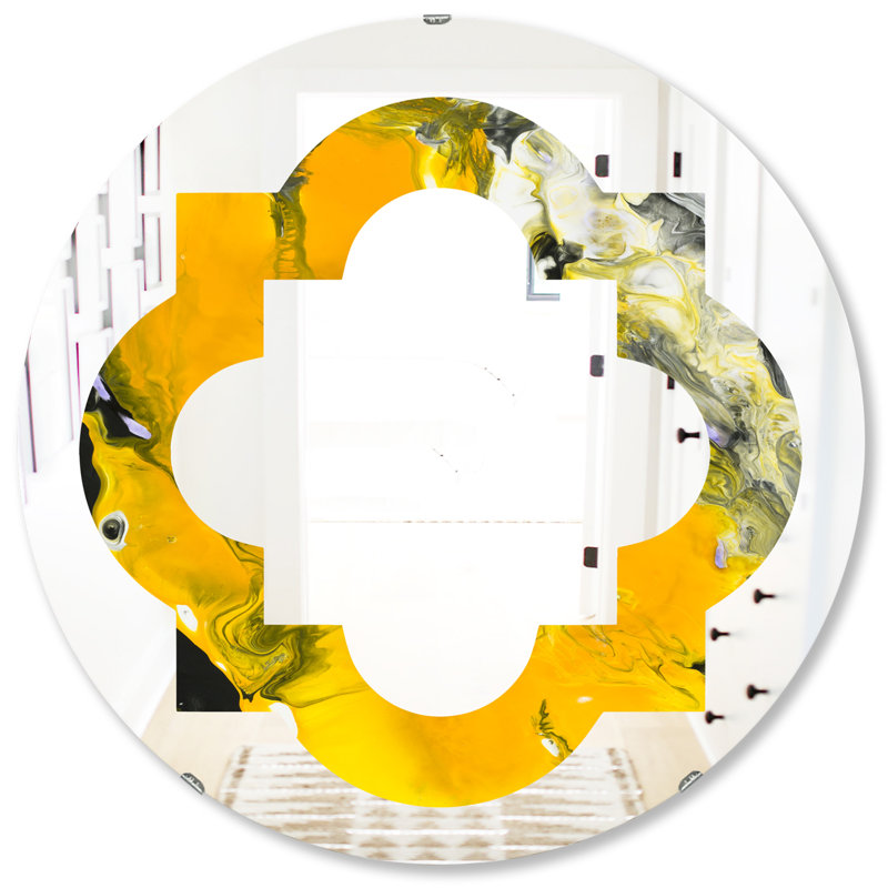 Miroir mural marbré moderne et contemporain quadrilobe 3, 23,6 po x 23,6 po