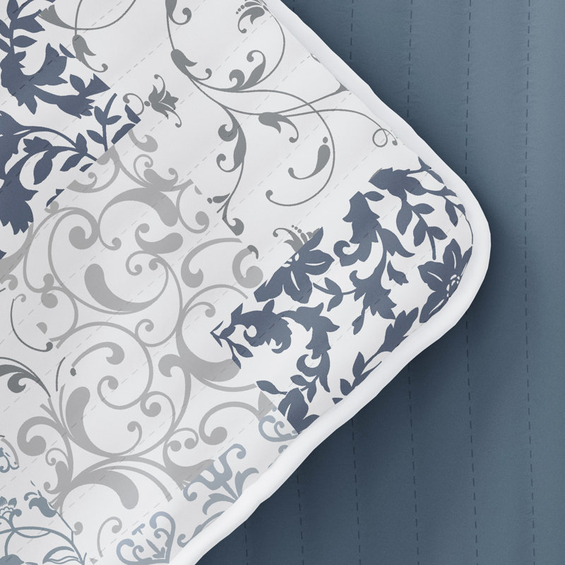 Dusk Blue Twin Reversible Microfiber Quilt Set with Shams