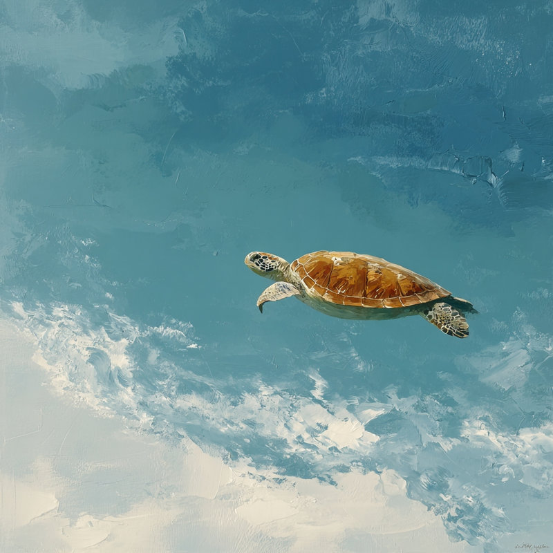 «Turtle in Ocean», art mural sur toile tendue, H 20 po x l 20 po