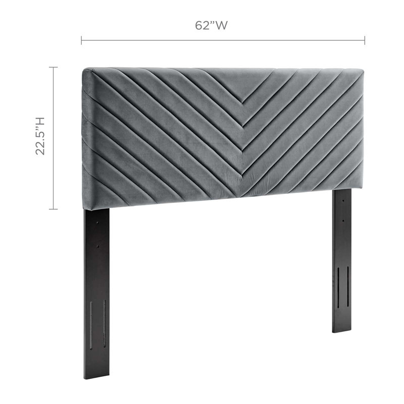 Tête de lit en velours Alyson, Gris anthracite, Double/grand