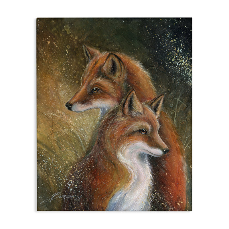 Portrait d'une paire de renards, conception de Jody Bergsma, H 40 po x l 30 po