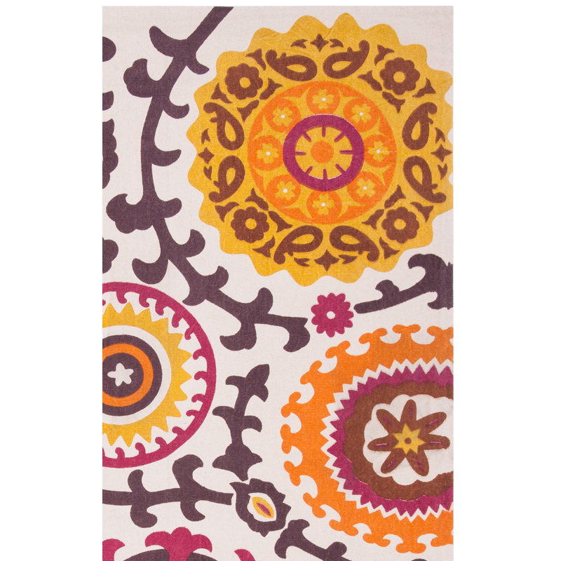 Cedar Brook Hand Loomed Cotton Floral Rug, Rectangle 7'3" x 9'3"