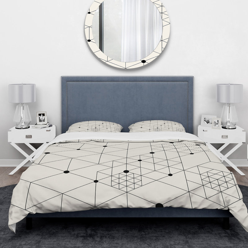 Polyester Geometric Shapes Duvet Cover Set, Twin Duvet Cover + 1 Sham