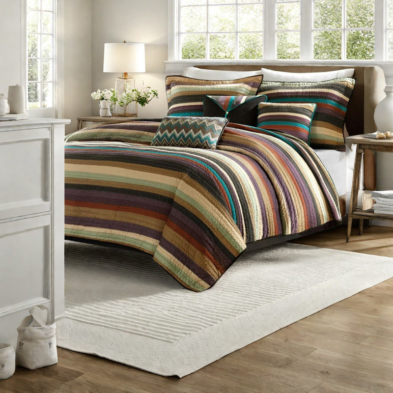 Reversible Bedding Sets, Cotton Filled King Quilt, Rustic Home Style