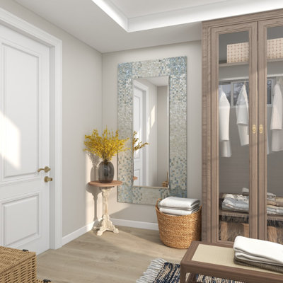 Miroir mural en nacre bleu