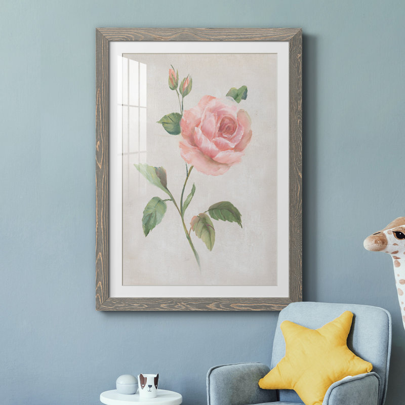 Grandiflora I - peinture encadrée, H 31,5 po x l 23,5 po x P 1,5 po, Encadré gris