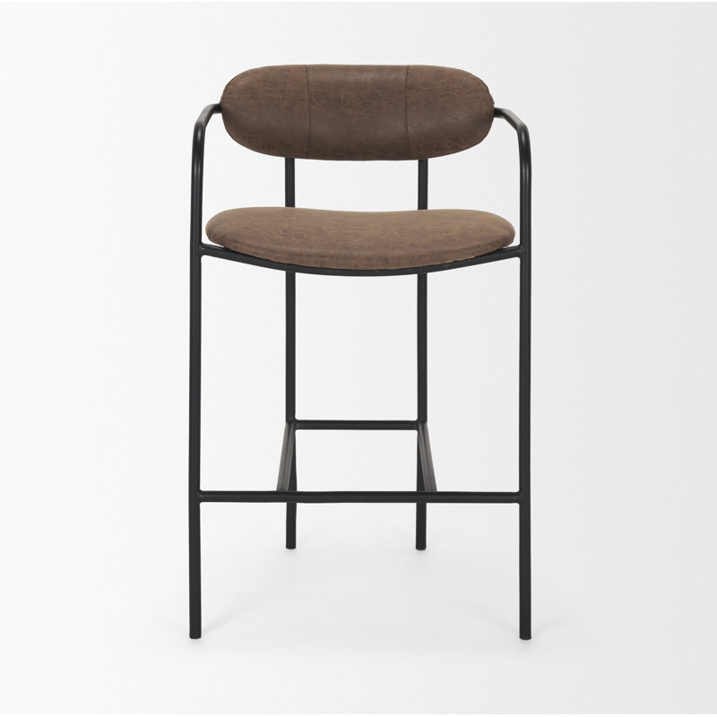 Tabouret en tissu Biélorussie, Tabouret de comptoir (siège d'une hauteur de 26,5, Brun estompé, Noir