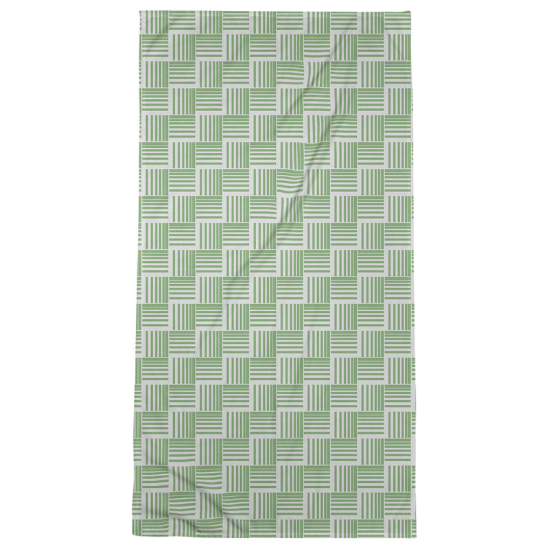 Serviette de plage à rayures tressées classique, Vert/blanc