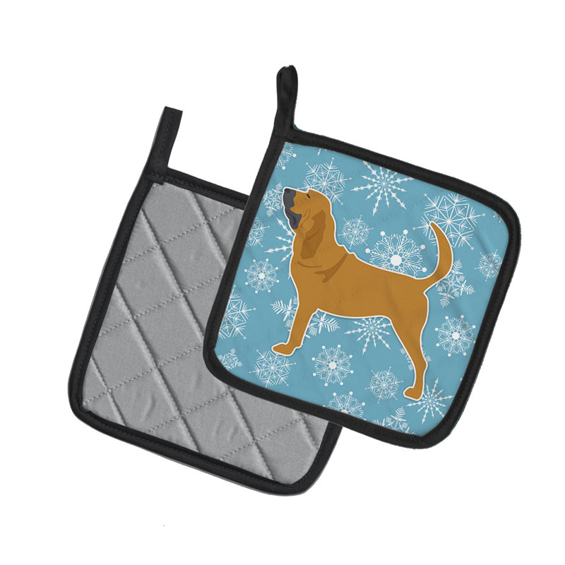 Cuisinier poignée bloodhound en flocons d’hiver east urban home