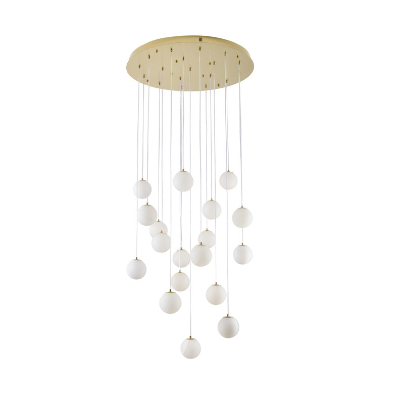 Transitional 18-Light Multi-Globe Chandelier , Brass