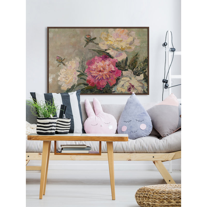 «Garden Pe pivoines», reproduction sur toile à cadre flottant, L 36 po x H 24 po x P 1,5 po