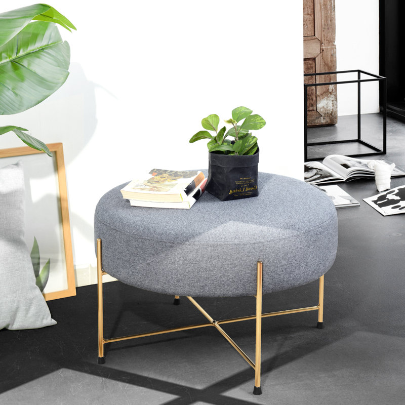 Devencove 60cm Wide Round Cocktail Ottoman, Grey