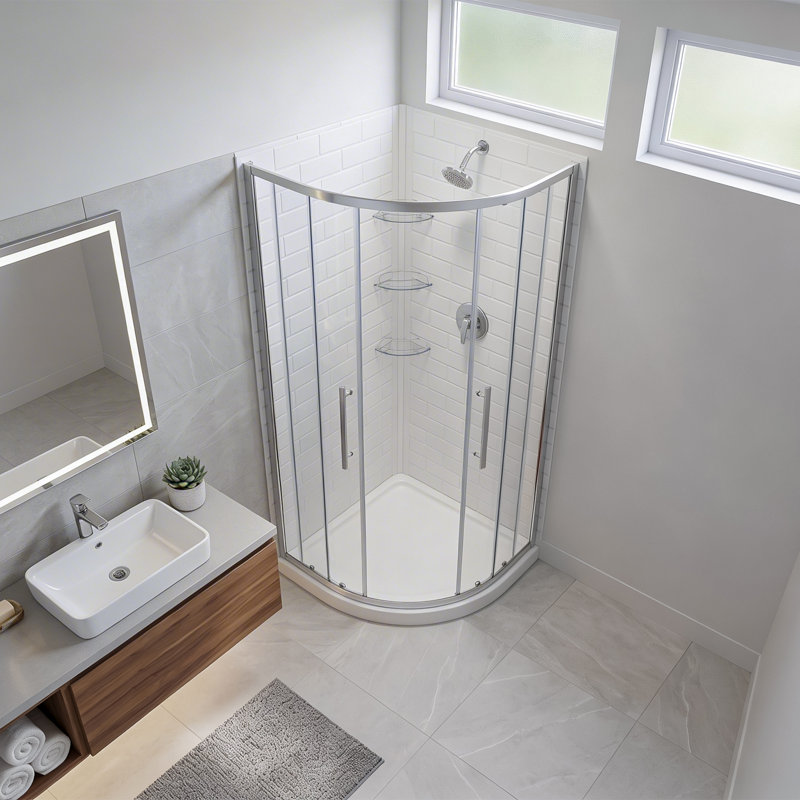 Monaco 38 In. W X 38 In. D X 75 In. H Framed Round Corner Chrome Shower Kit, Chrome