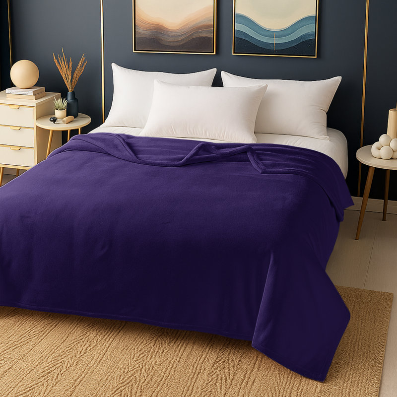 Reversible Mink Faux Fur Plush Fleece Throw/ Blanket, Purple, 150cm x 200cm