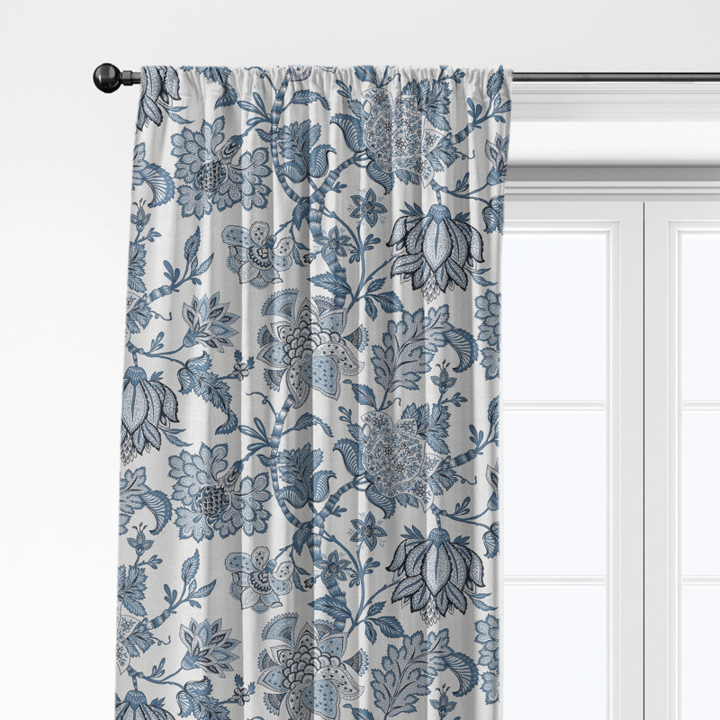 Bronte Cotton Simple Top Pocket Drapery Panel Set of 2, 50" W  x 168" L, Cornflower