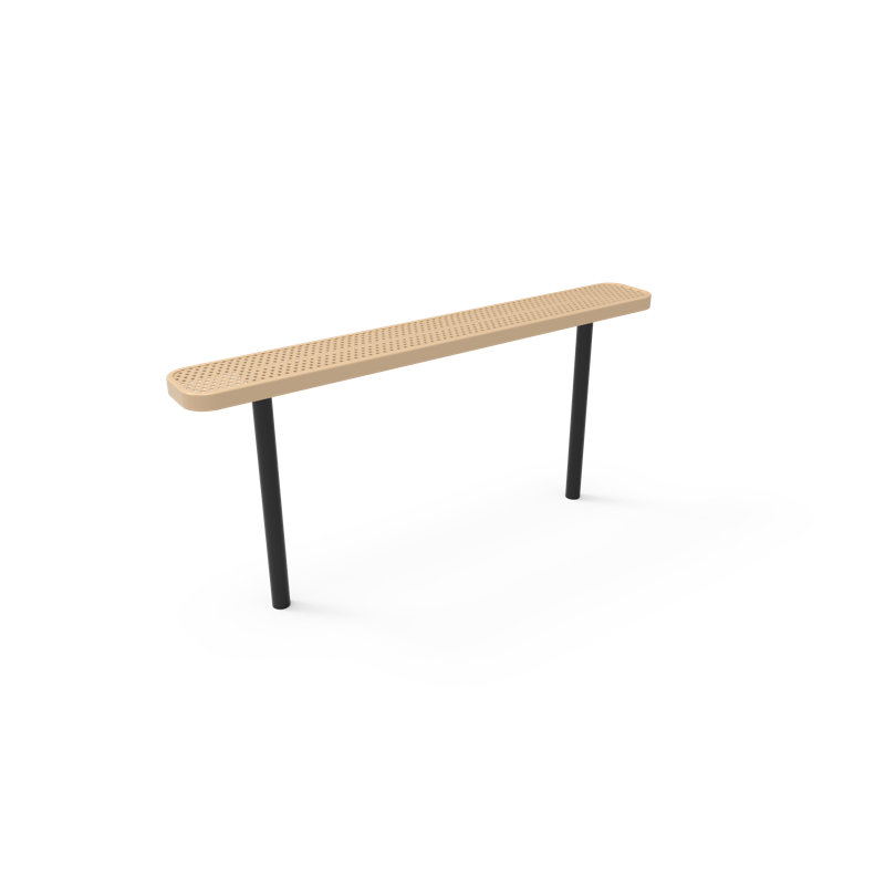 Banc de parc en plastique Myran, 6ft No-Back Inground, Punched, Brun